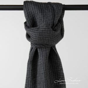 linen shawl grey checks, transparent loose weave.