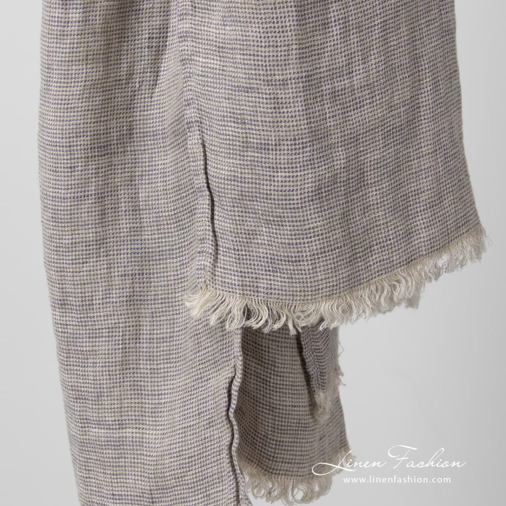 Greyish linen shawl with fringes