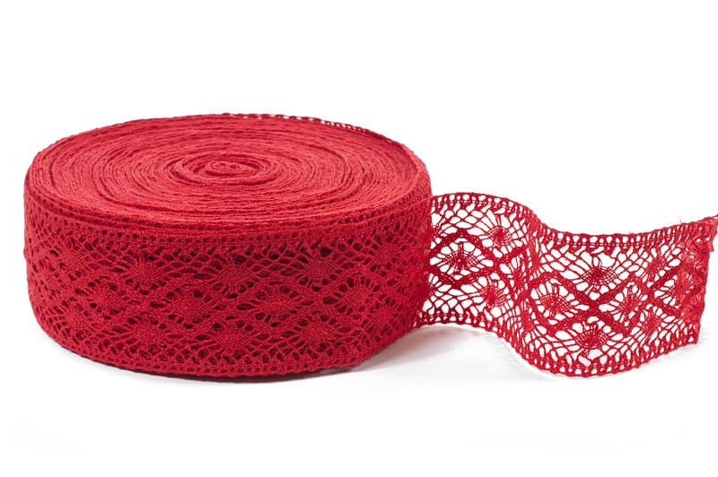 Červená ľanová čipka č. 25