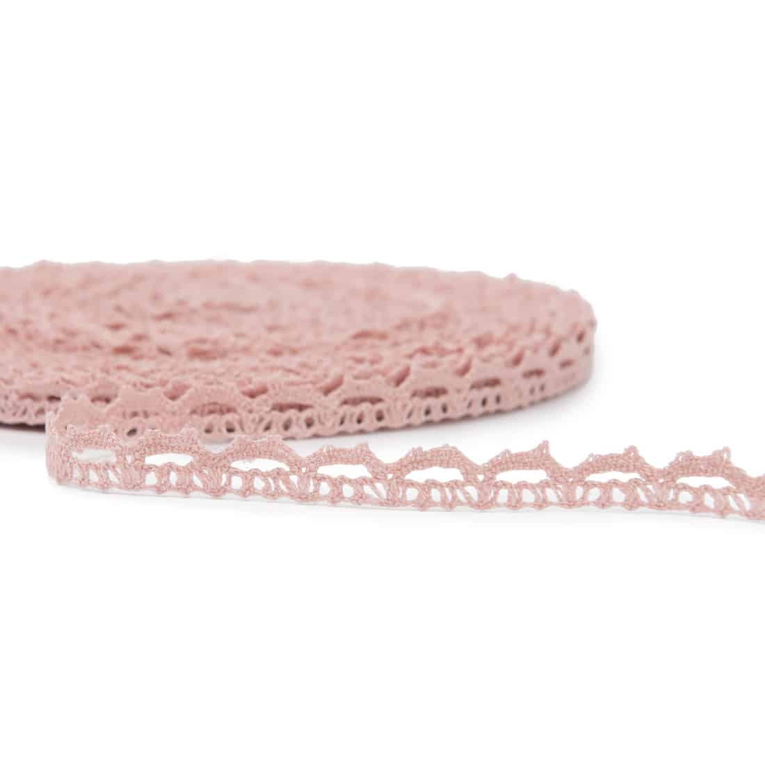 Úzka ružová ľanová čipka č. 65