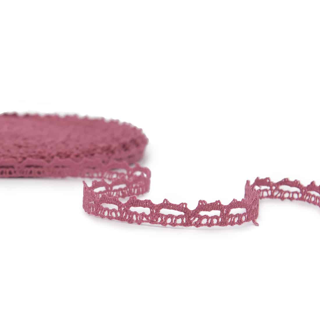 Úzka ružová ľanová čipka č. 58