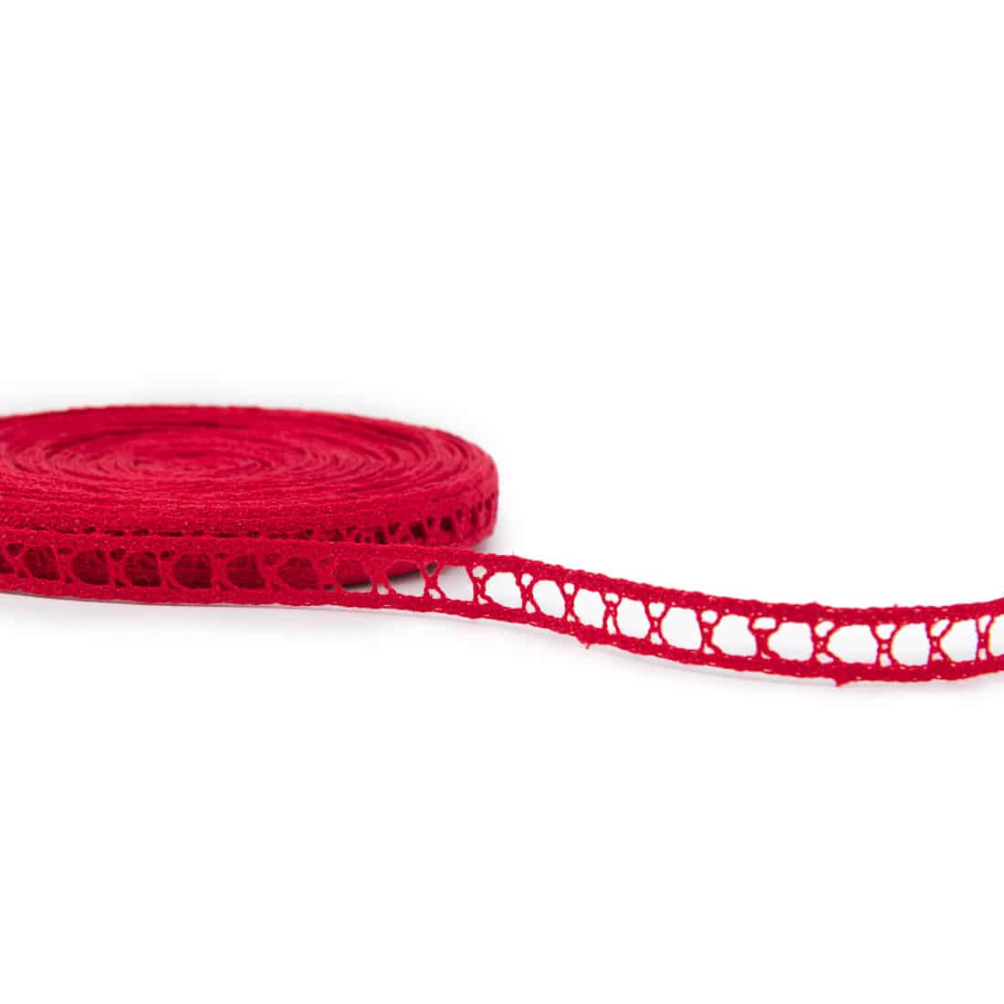 Úzka červená ľanová čipka č. 62