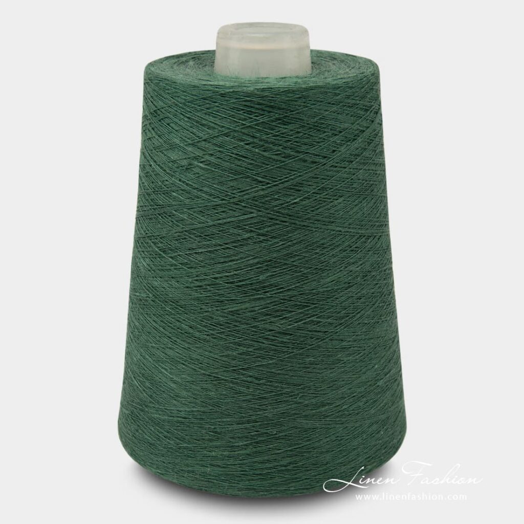 Linen Yarns In Dark Green Colour