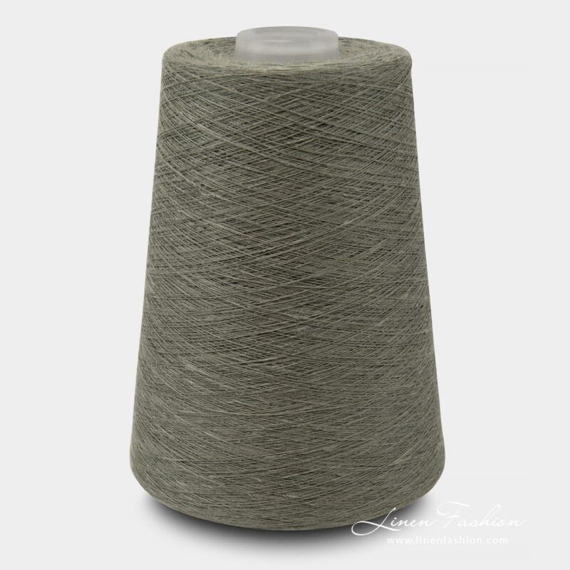 Linen Yarns In Dark Greenish Grey Color