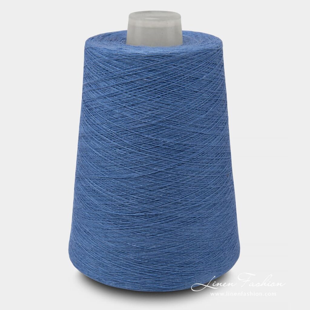 Linen Yarns In Dark Cornflower Blue Color