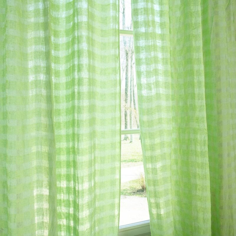 KORI Curtain green, with see through checks