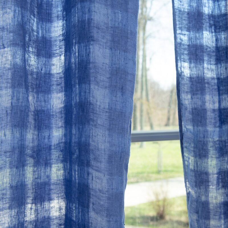 KORI Curtain violet-blue, with see through checks