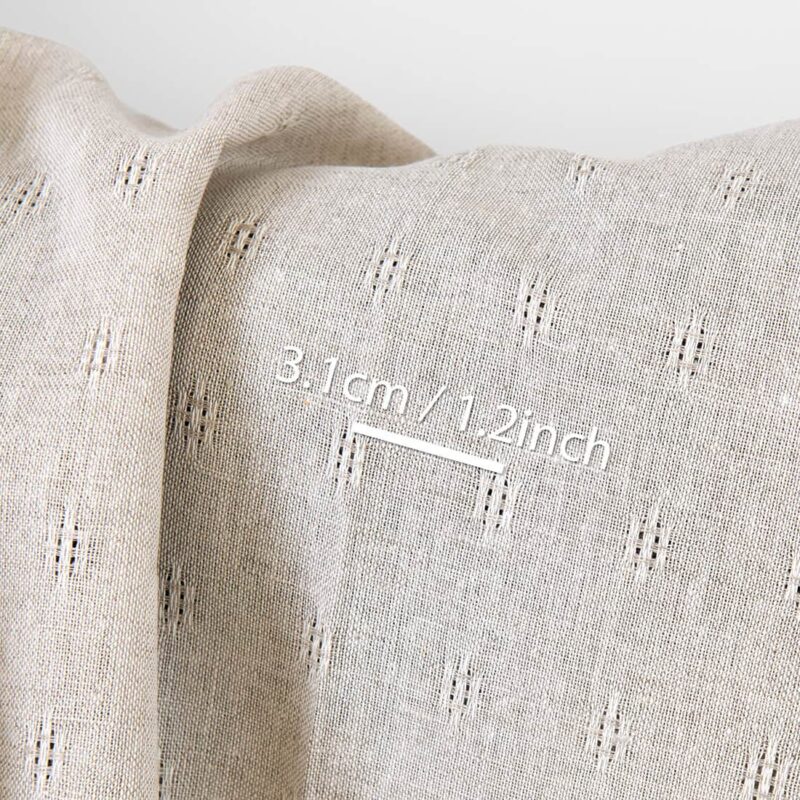 Linen cotton fabric beige with openwork pattern, 150cm width