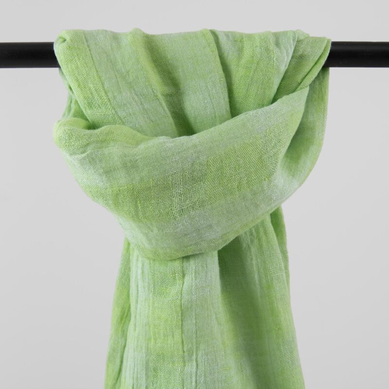 Washed linen green shawl, pure linen