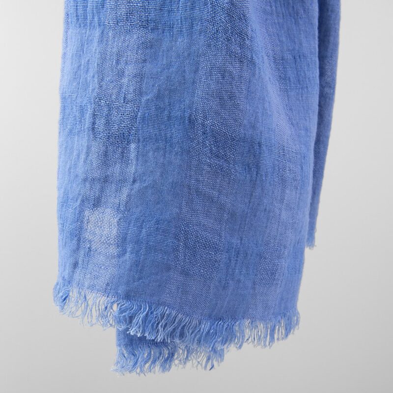 Washed linen violet-blue shawl, pure linen