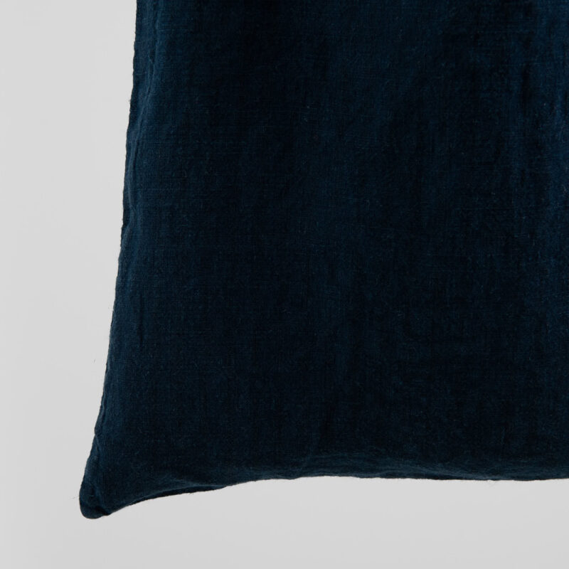 black-blue washed linen shopping bag/tote close up detail