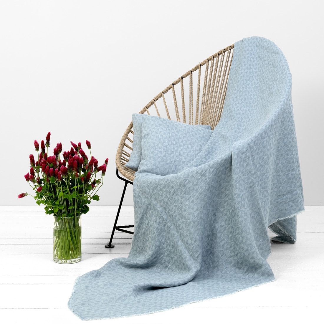 Blue-grey linen blanket