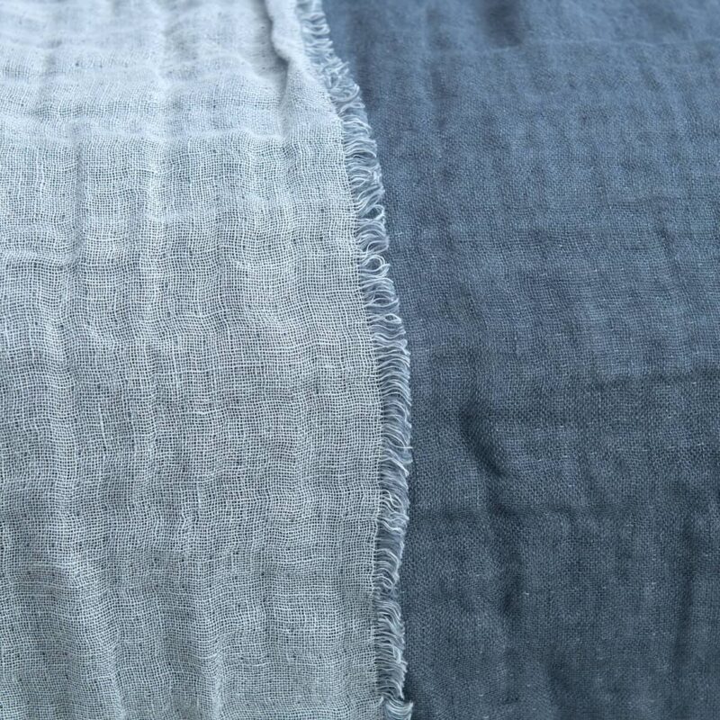 Grey linen bedspread, washed fabric