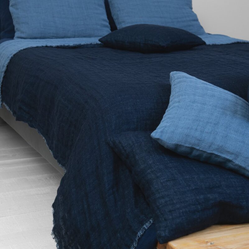 Linen cushion cover grey-blue