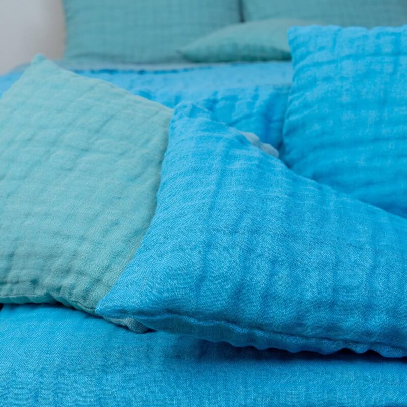 Linen cushion cover green-blue
