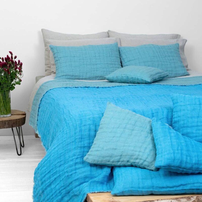 Linen cushion cover sky blue