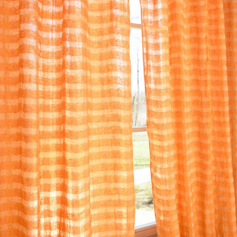 KORI Curtain orange, with see through checks