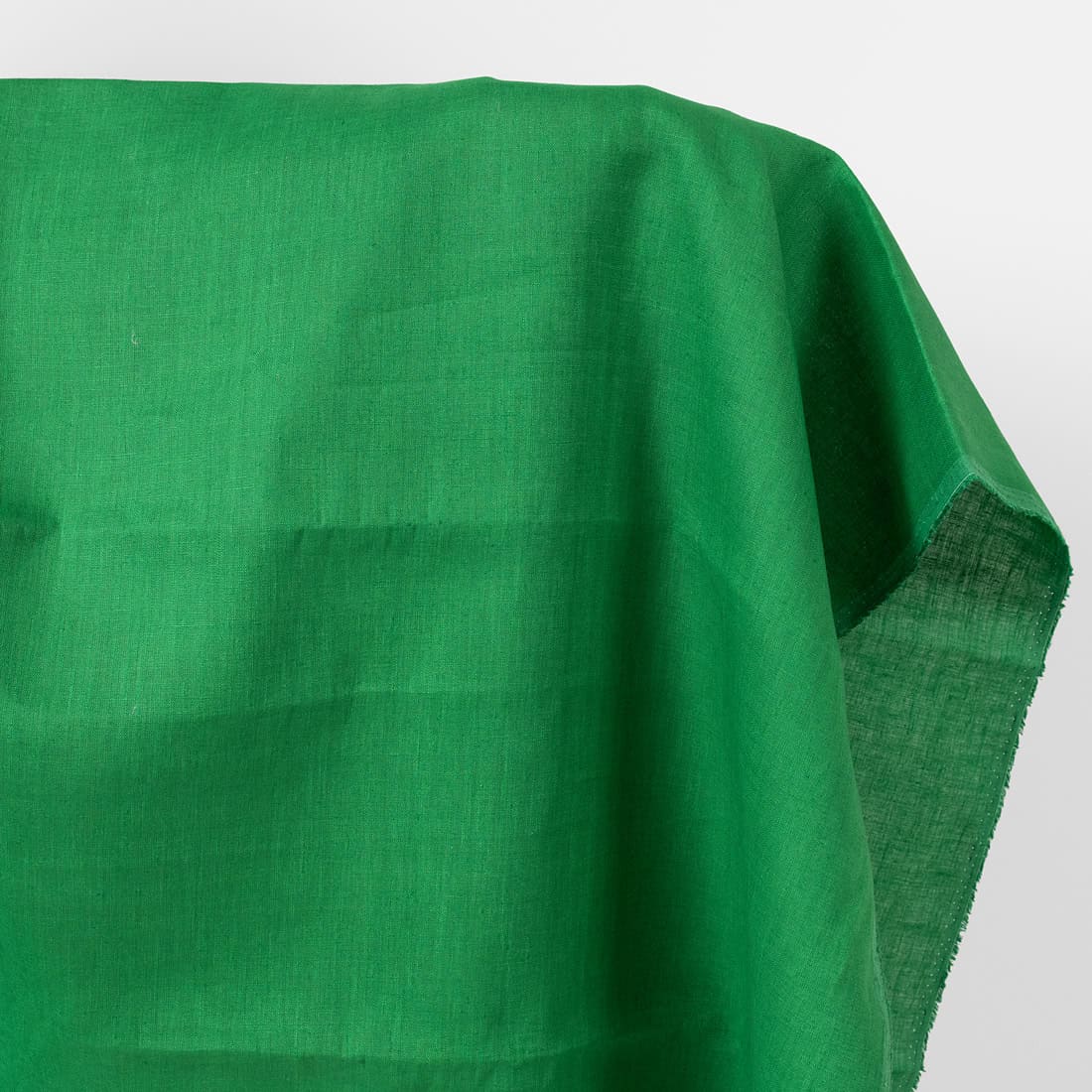 Linen fabric emerald green colour