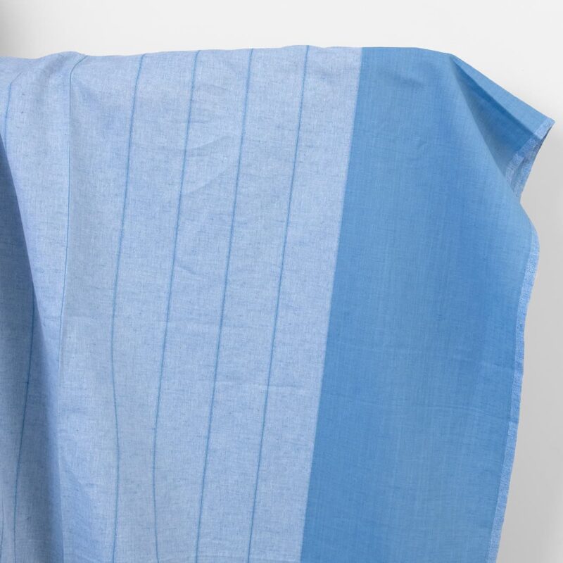 Linen cotton fabric blue and white stripes