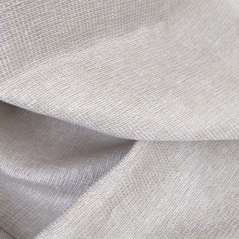 Linen fabric dobby openweave white and beige, transparent