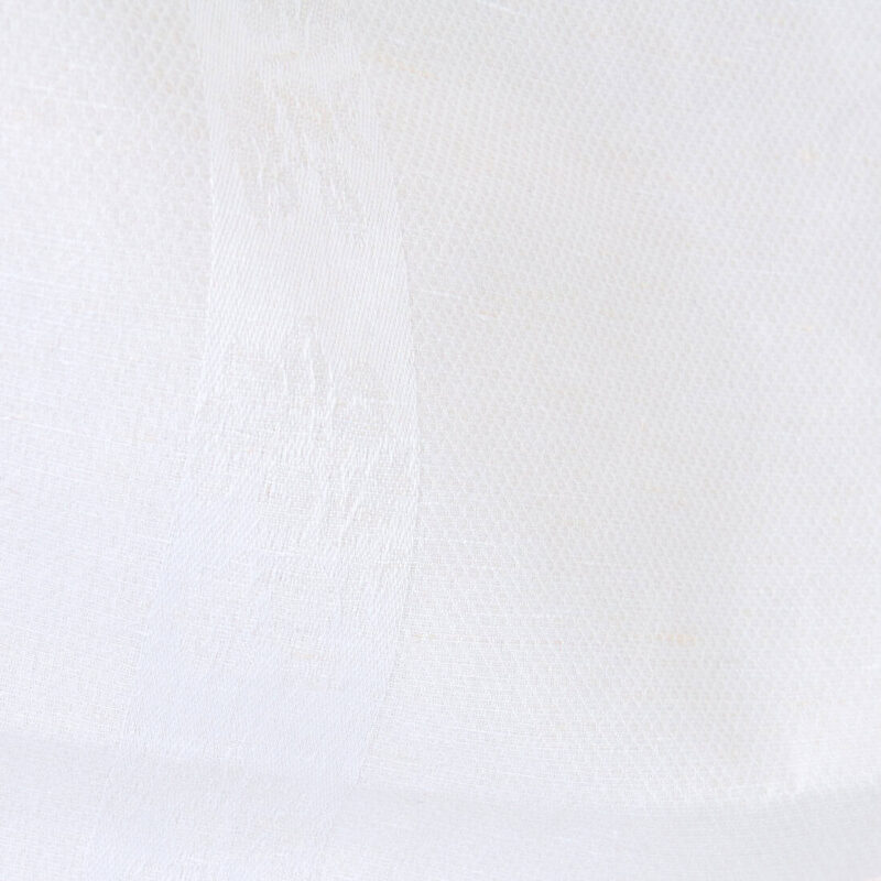 Linen cotton fabric white diamonds with floral stripe