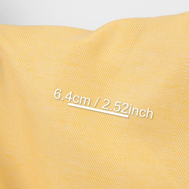 Linen cotton fabric yellow and white herringbone, with measurements
