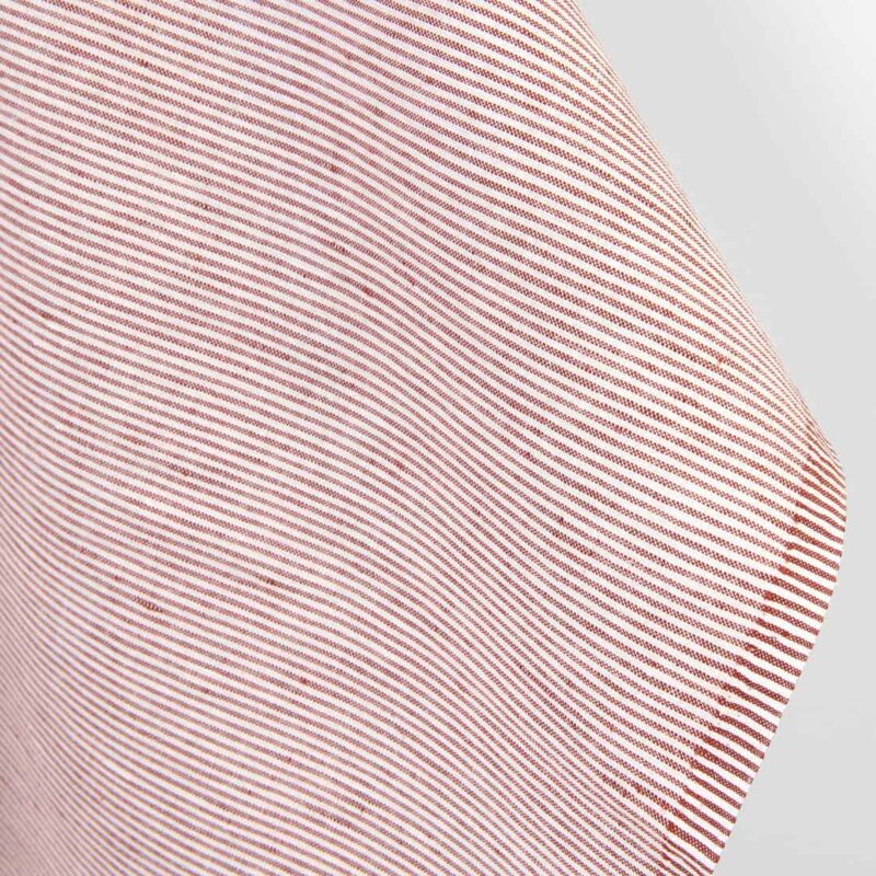 Linen cotton fabric small white and red stripes, 150cm width