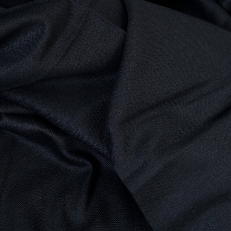 Linen cotton fabric blue-black satin