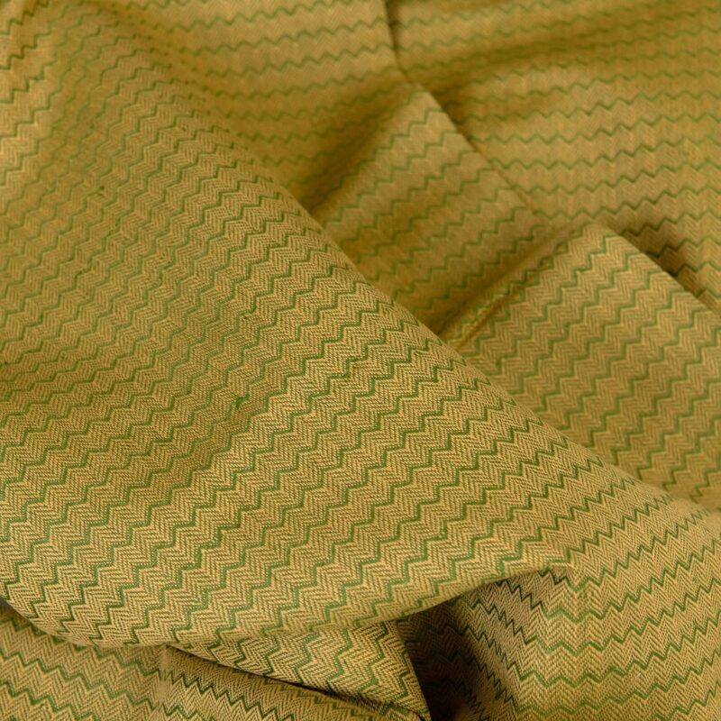 Linen cotton fabric yellow green herringbone, for sewing clothing, tablecloths