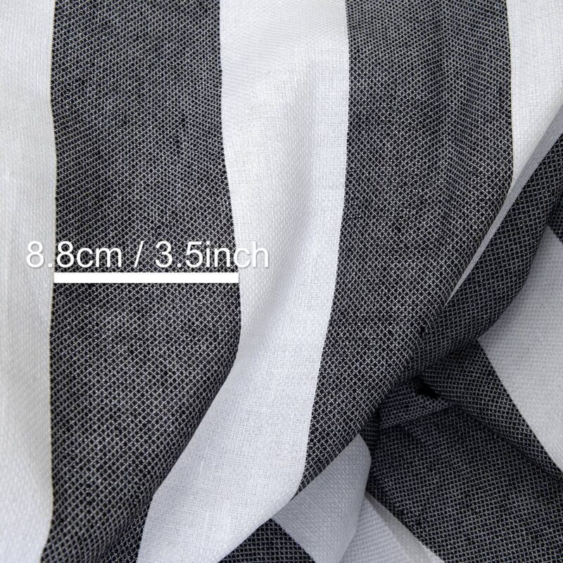 Linen cotton fabric black and white stripes, with measurements