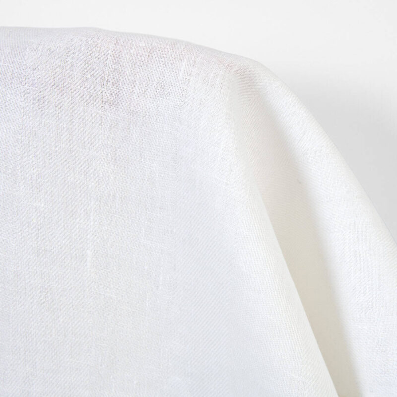 Linen fabric white herringbone, 150cm width