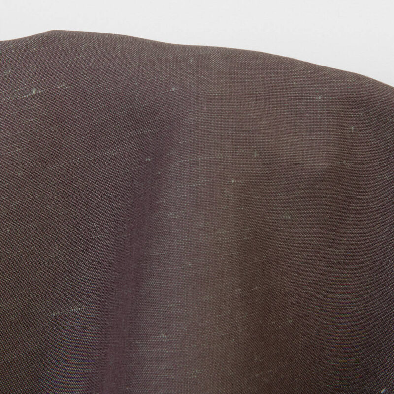 Linen cotton fabric dark brown and grey melange, 180cm width