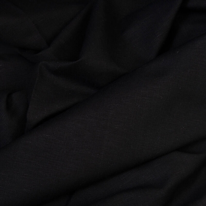 Linen cotton fabric in black, 180cm width