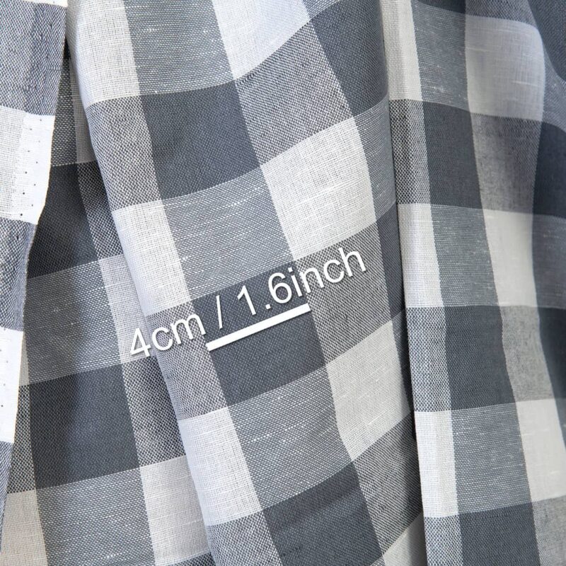 Linen cotton fabric white and grey checks, with measurements