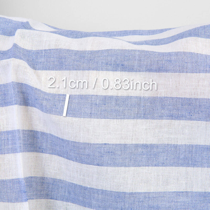 Linen cotton fabric blue and white stripes, with measurements