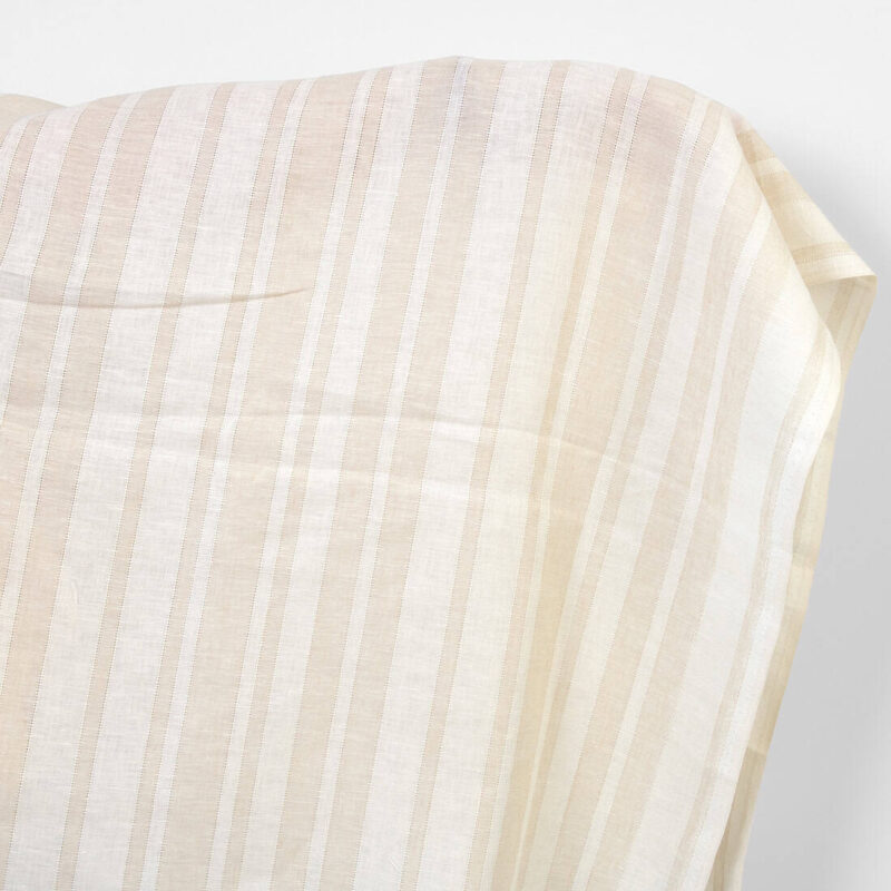 Linen fabric off-white and sand colour stripes