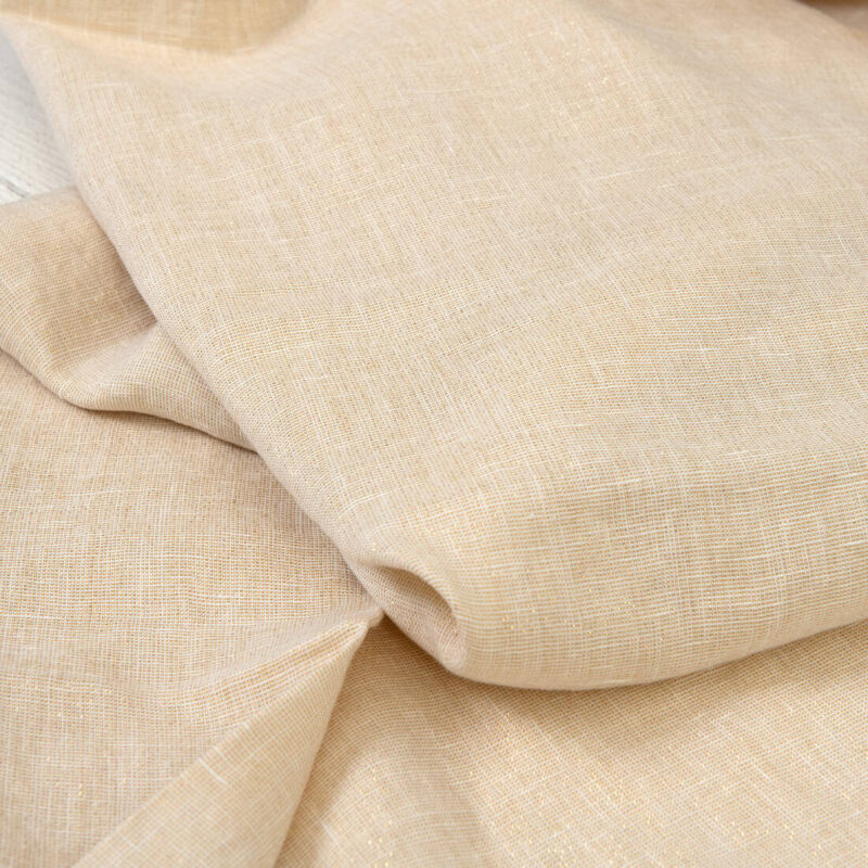 Linen fabric white with gold lurex, washed, shiny fabric