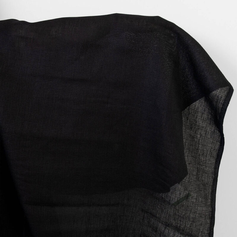 Linen fabric solid black dobby
