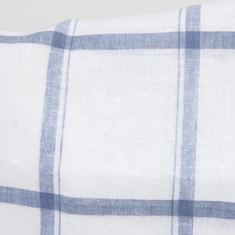 Linen fabric white with blue twill stripes, pure linen fabric